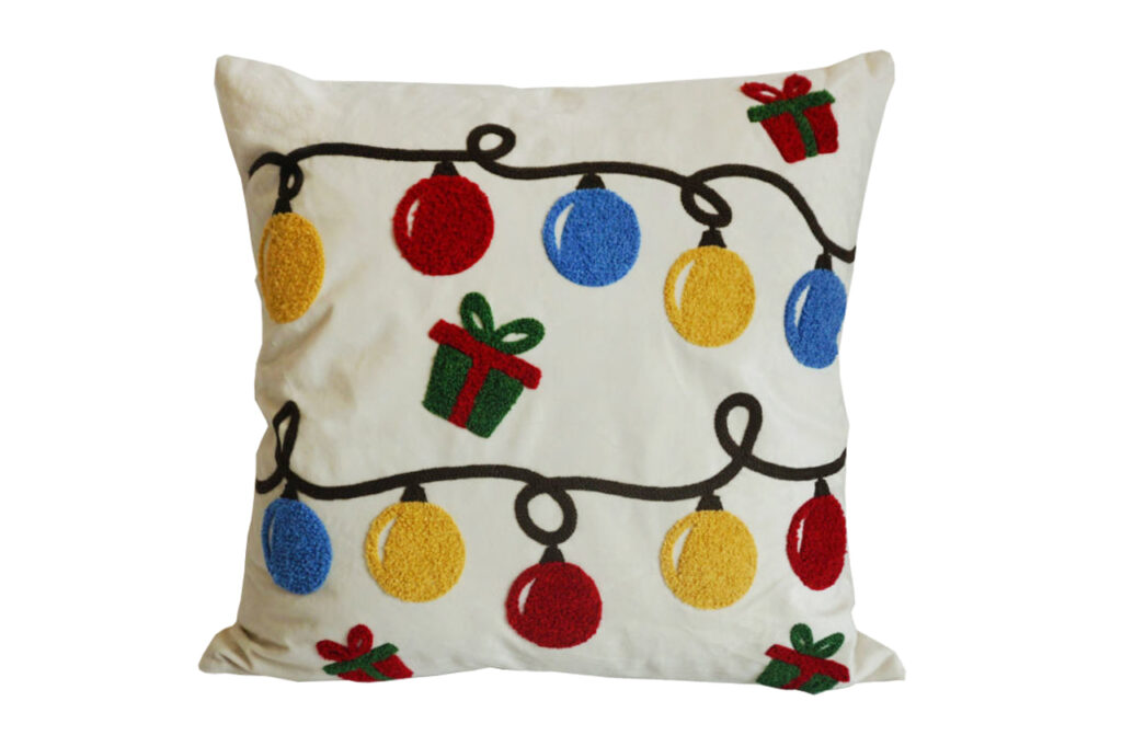 Christmas Embroidered Velvet Pillow – Soft Plush Decorative Cushion with Hidden Zipper