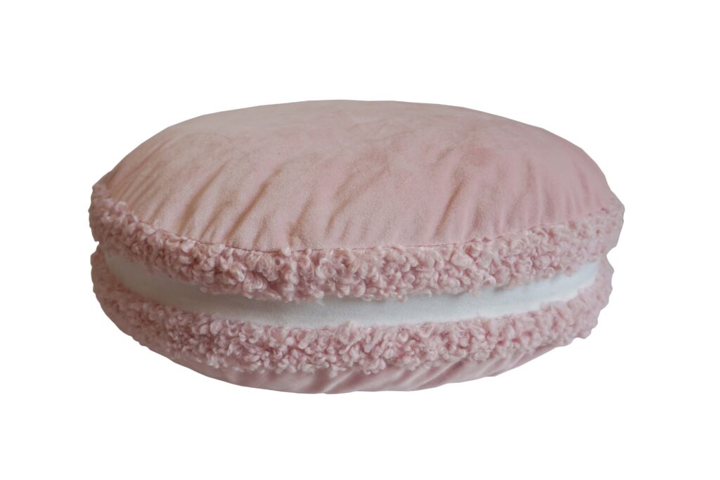 Cute Macaron Shaped Cushion – Flannel & Sherpa Fabric, Cozy Decorative Pillow