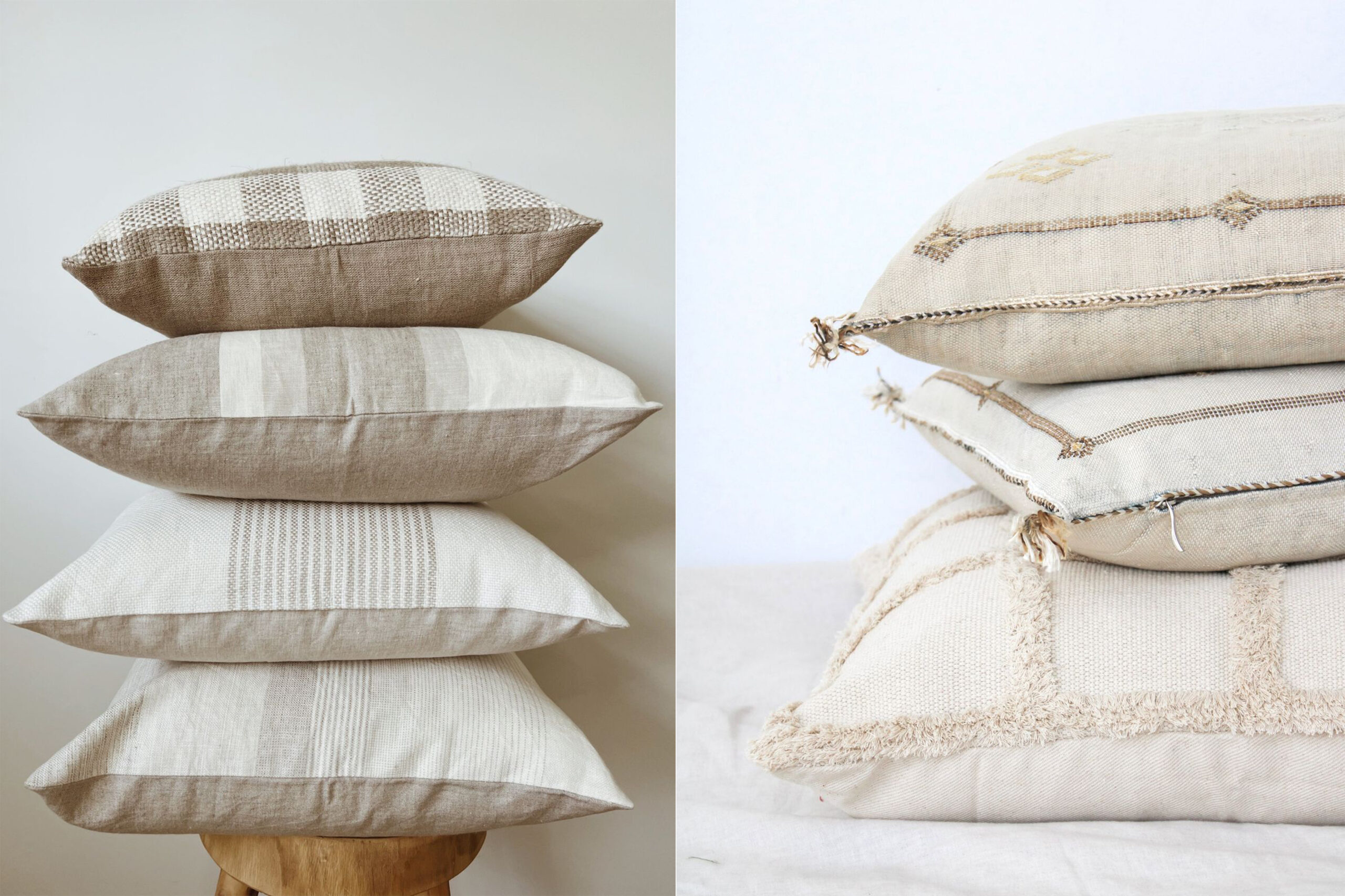 Stylish living room with linen pillows on a modern couch